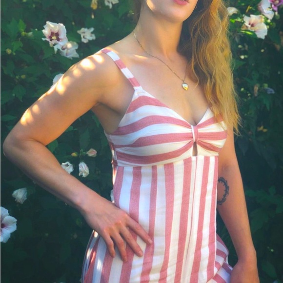 Linen jumpsuit - pink and white - Picture 2 of 3